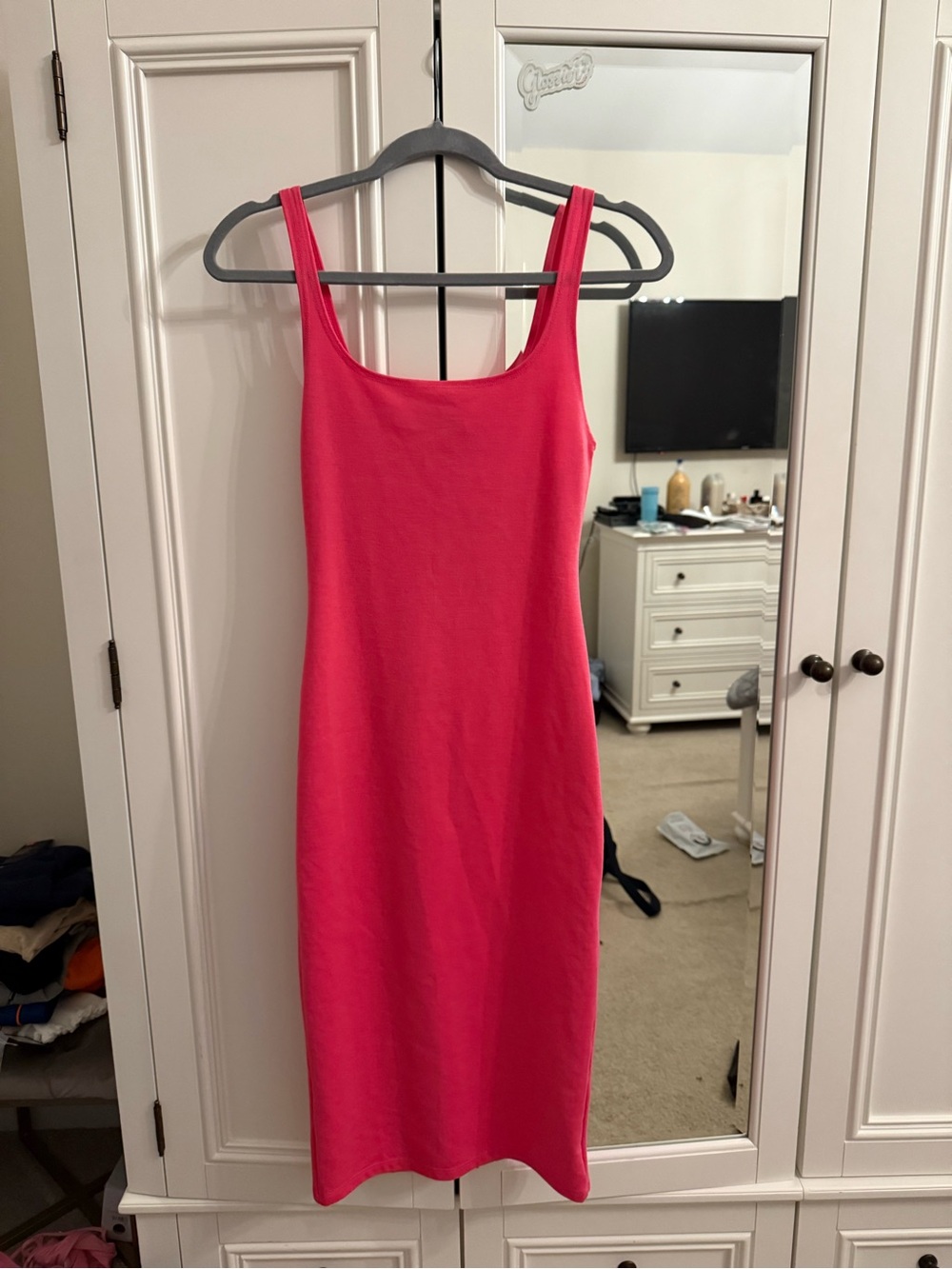 Zara Hot Pink Sleeveless Scoop Neck Bodycon Dress